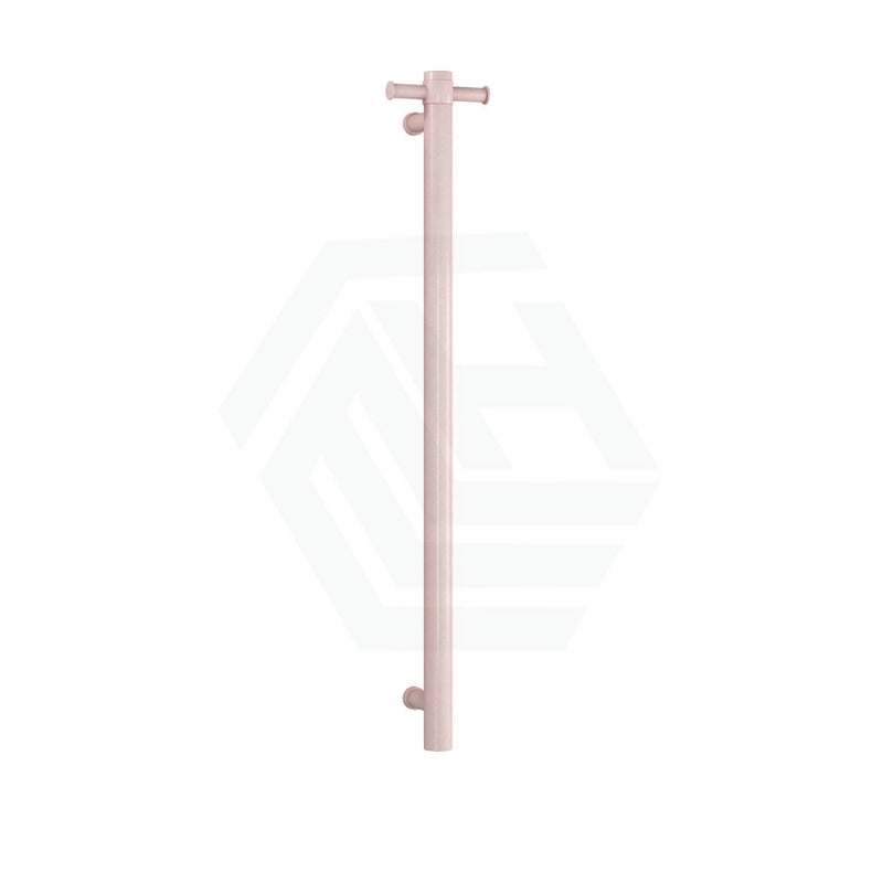 Thermogroup 900Mm Dusty Pink Straight Round Vertical Single Heated Towel Rail Rails