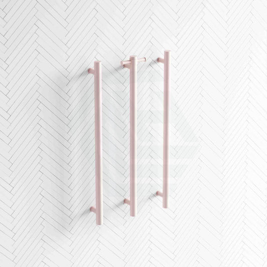 Thermogroup 12V 900Mm Dusty Pink Straight Round Vertical 3 Single Heated Towel Rails