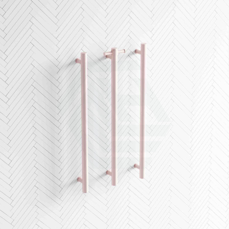 Thermogroup 12V 900Mm Dusty Pink Straight Round Vertical 3 Single Heated Towel Rails