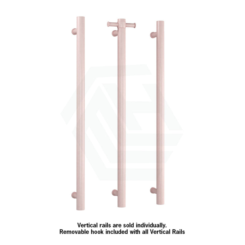 Thermogroup 900Mm Dusty Pink Straight Round Vertical Single Heated Towel Rail Rails