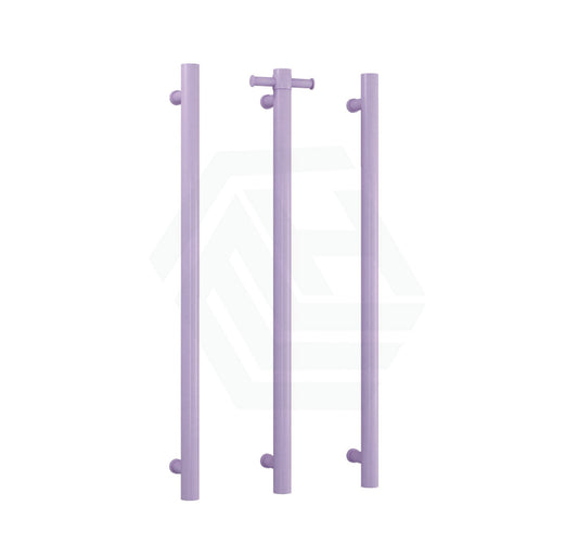 Thermogroup 900Mm Lilac Satin Straight Round 3 Vertical Single Heated Towel Rails