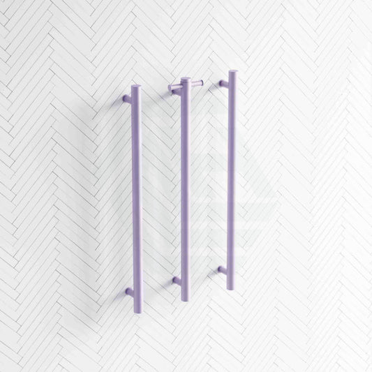 Thermogroup 12V 900Mm Lilac Satin Straight Round Vertical 3 Single Heated Towel Rails