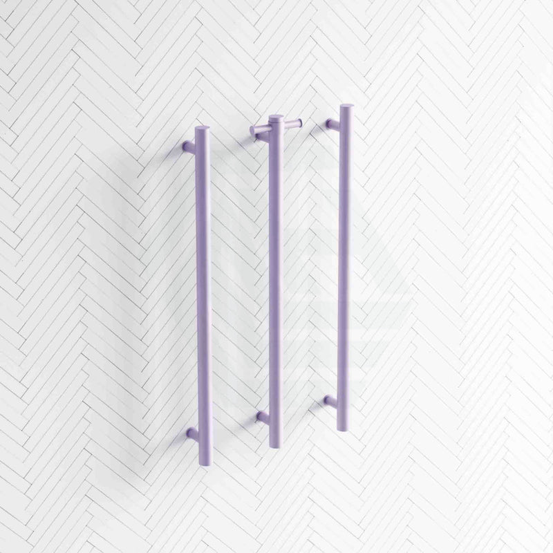 Thermogroup 12V 900Mm Lilac Satin Straight Round Vertical 3 Single Heated Towel Rails