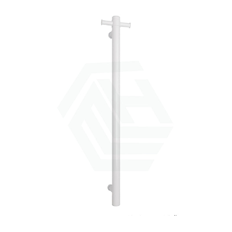 Thermogroup 900Mm Satin White Straight Round Vertical Single Heated Towel Rail Rails