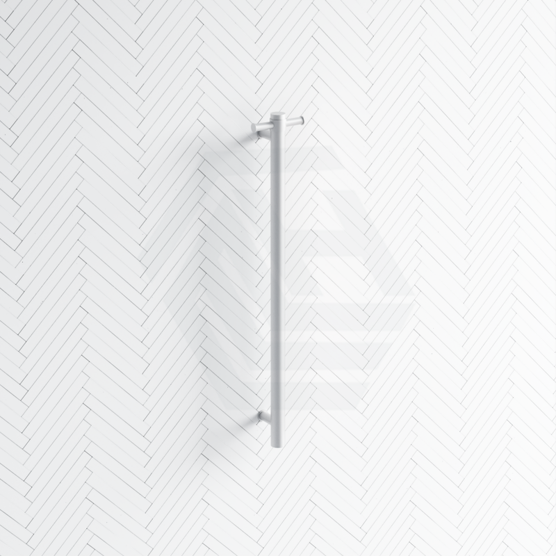 Thermogroup 12V 900Mm Satin White Straight Round Vertical Single Heated Towel Rail Rails