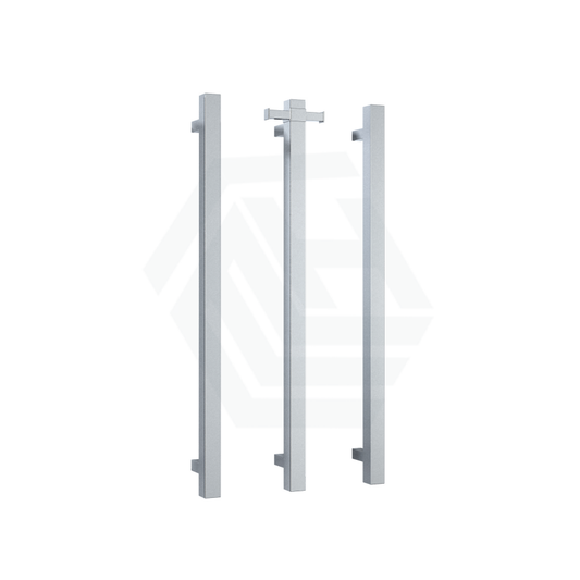Thermogroup 900Mm Square 3 Vertical Single Heated Towel Rails Polished Stainless Steel