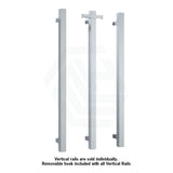 Thermogroup 900Mm Square Vertical Single Bar Heated Towel Rail Polished Stainless Steel Rails