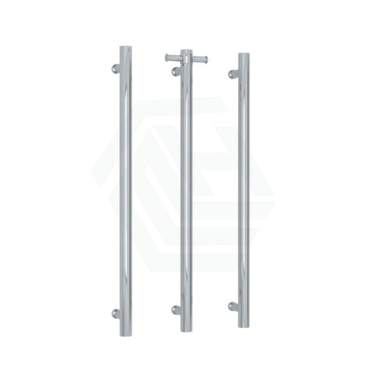 Thermogroup 900Mm Straight Round 3 Vertical Single Heated Towel Rails Polished Stainless Steel