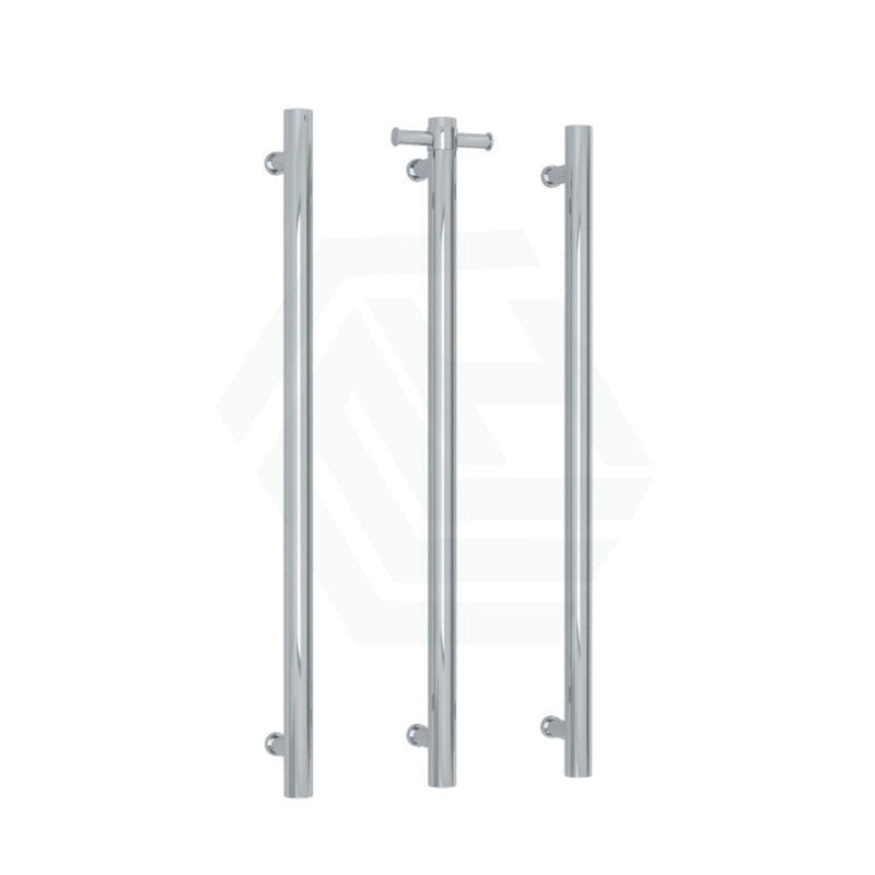 Thermogroup 900Mm Straight Round 3 Vertical Single Heated Towel Rails Polished Stainless Steel