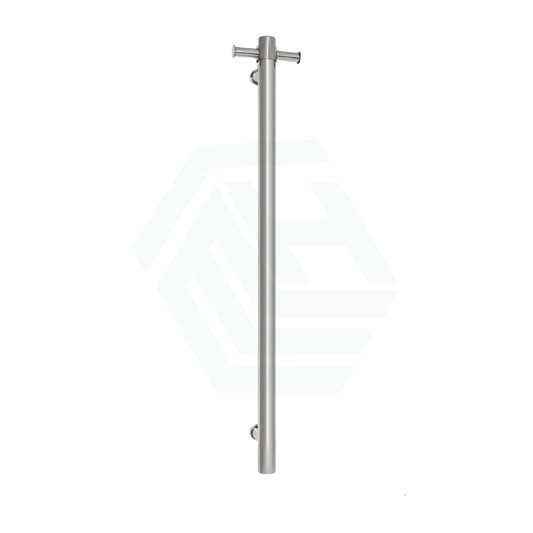 Thermogroup 900Mm Straight Round Vertical Single Heated Towel Rail Polished Stainless Steel Rails
