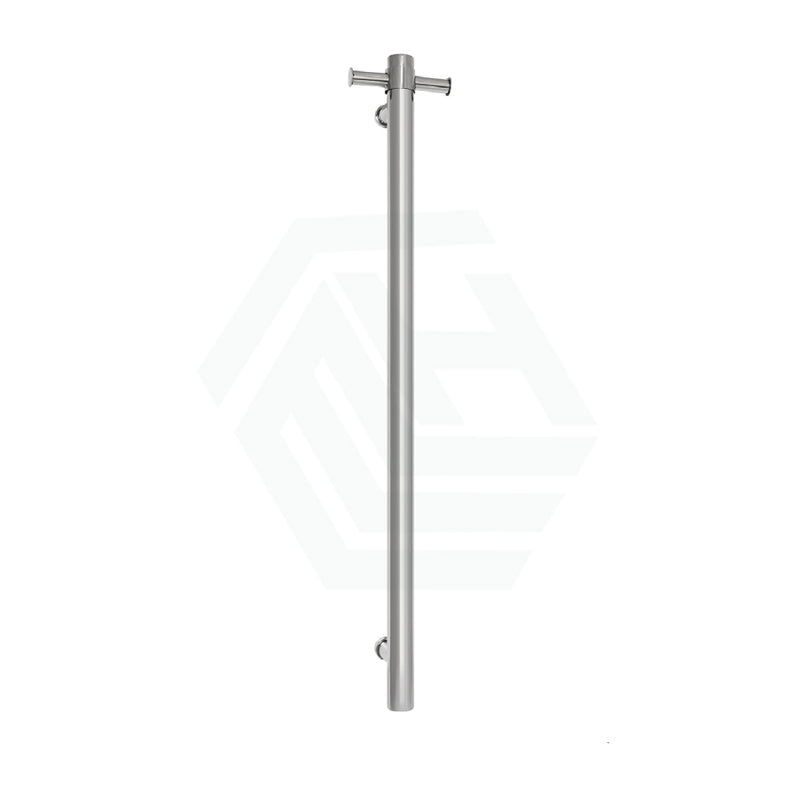 Thermogroup 900Mm Straight Round Vertical Single Heated Towel Rail Polished Stainless Steel Rails