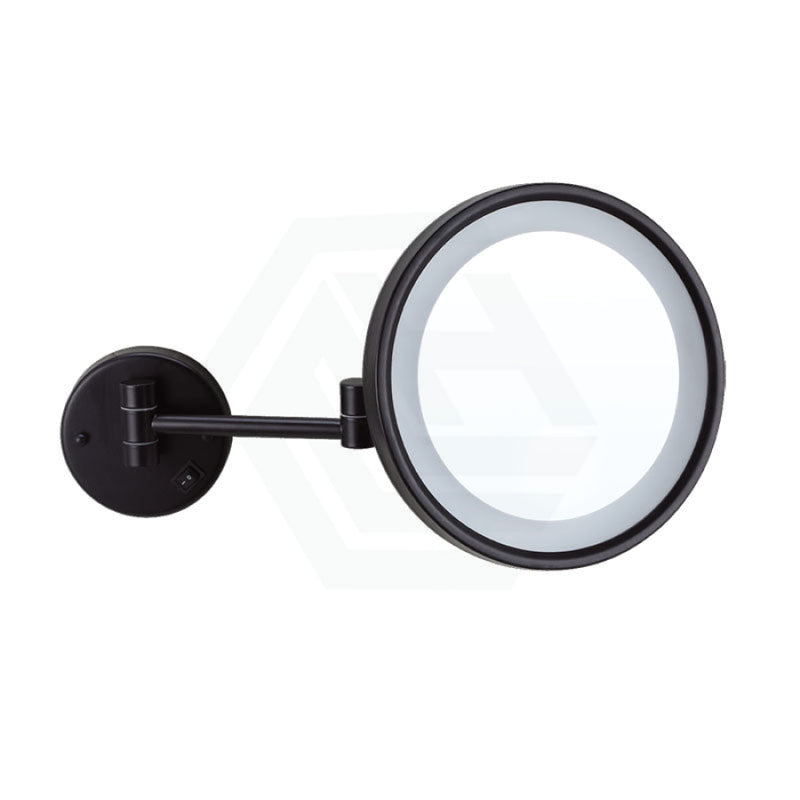 Thermogroup 250Mm Matt Black Led Makeup Mirror Dual Arm Extend 3X Magnifier Round Led Mirrors