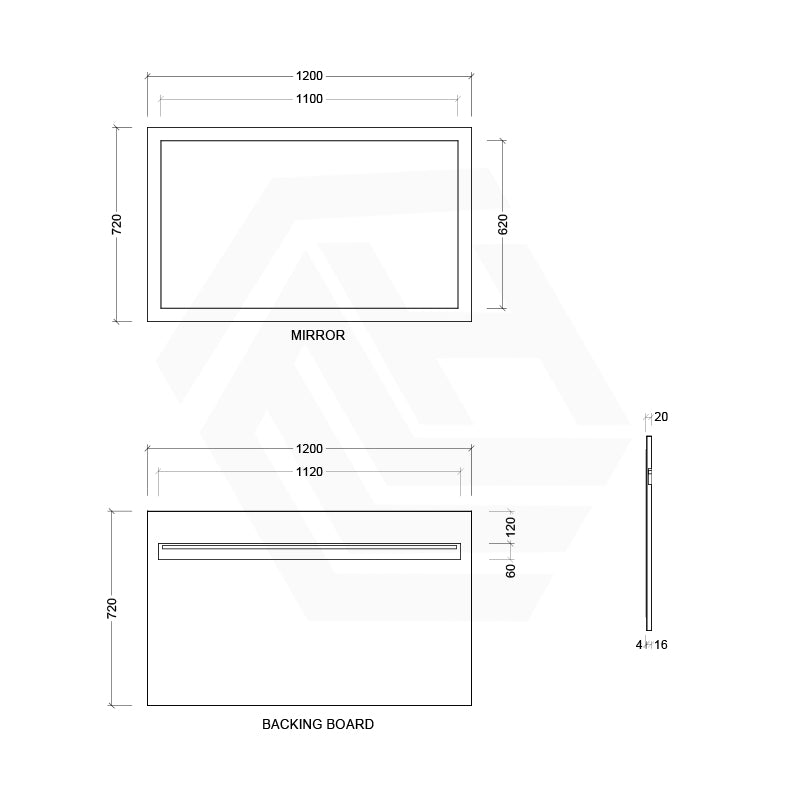 600/750/900/1200/1500mm Timberline Miami Rectangle MDF Board Framed Wall Mirror - White Satin