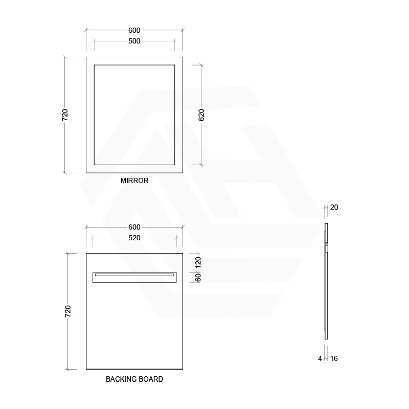 600/750/900/1200/1500mm Timberline Miami Rectangle MDF Board Framed Wall Mirror - White Satin
