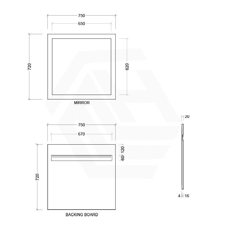 600/750/900/1200/1500mm Timberline Miami Rectangle MDF Board Framed Wall Mirror - White Satin