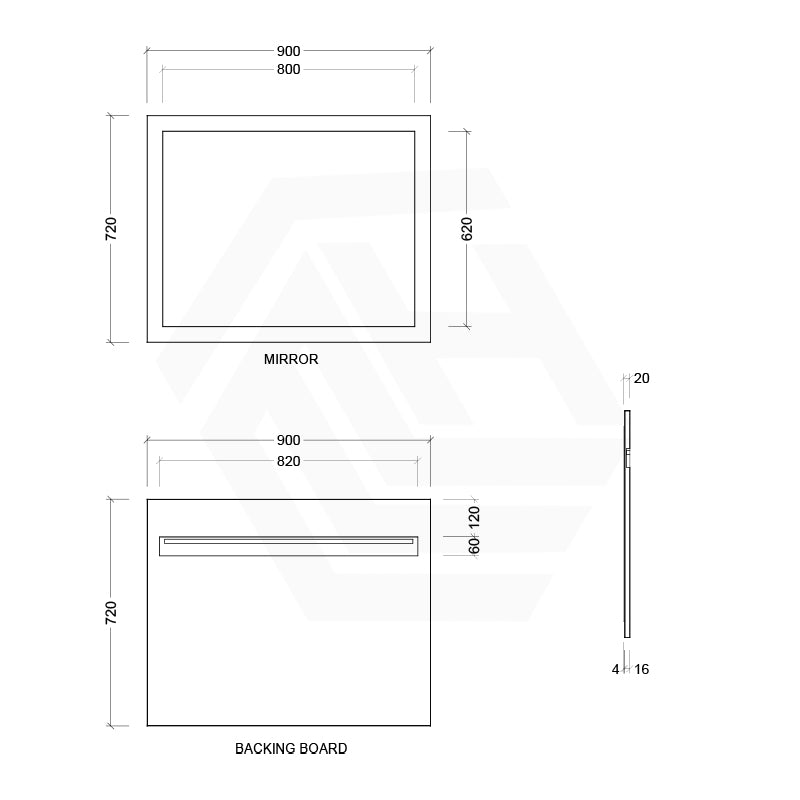 600/750/900/1200/1500mm Timberline Miami Rectangle MDF Board Framed Wall Mirror - White Satin