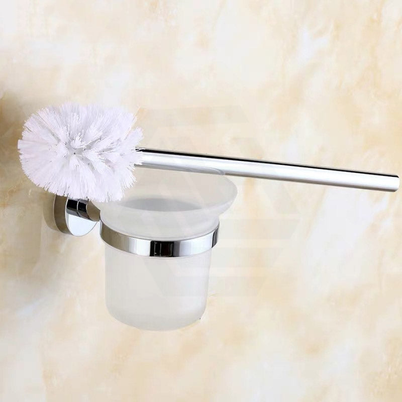 Toilet Brush Holder With Round Bracket Wall Mounted Chrome