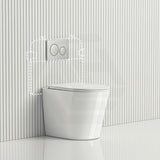 R&T Frameless Inwall Concealed Cistern with Rimless Tornado Wall Faced Toilet Pan with Push Button