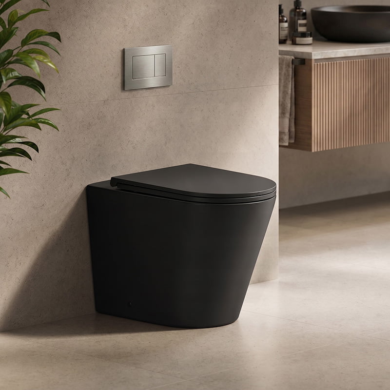 Tornado Rimless Flush Wall Faced Toilet Pan Only 580x360x420mm - Matt Black / Gloss White