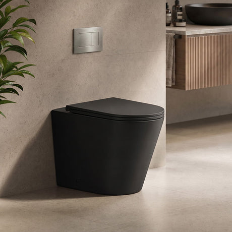 Tornado Rimless Flush Wall Faced Toilet Pan Only 580x360x420mm - Matt Black / Gloss White