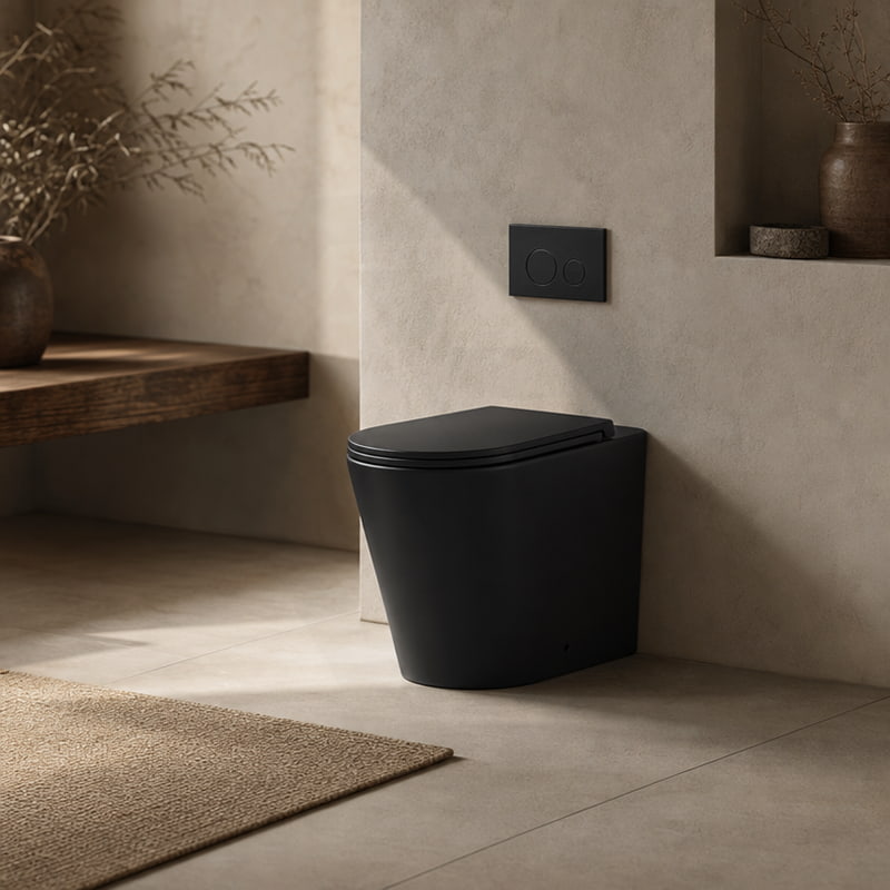 Tornado Rimless Flush Wall Faced Toilet Pan Only 580x360x420mm - Matt Black / Gloss White