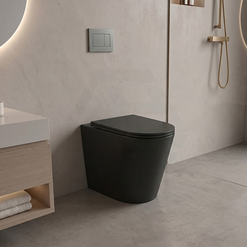 Tornado Rimless Flush Wall Faced Toilet Pan Only 580x360x420mm - Matt Black / Gloss White