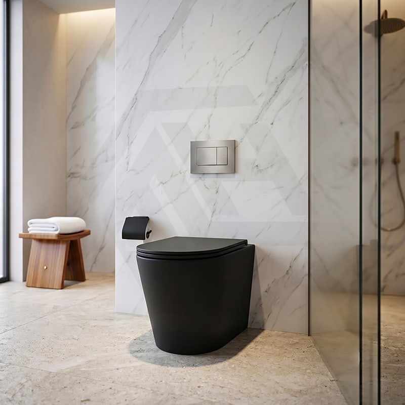 Tornado Rimless Flush Wall Faced Toilet Pan Only 580x360x420mm - Matt Black / Gloss White