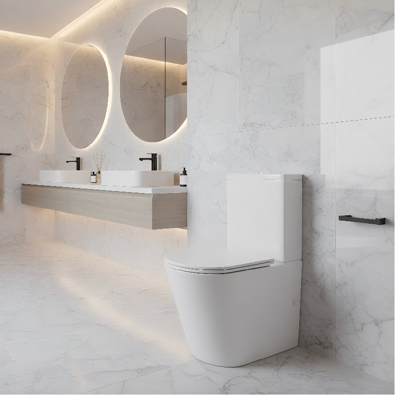 Rimless Back to Wall Toilet Suite 620x370x820mm - Gloss White
