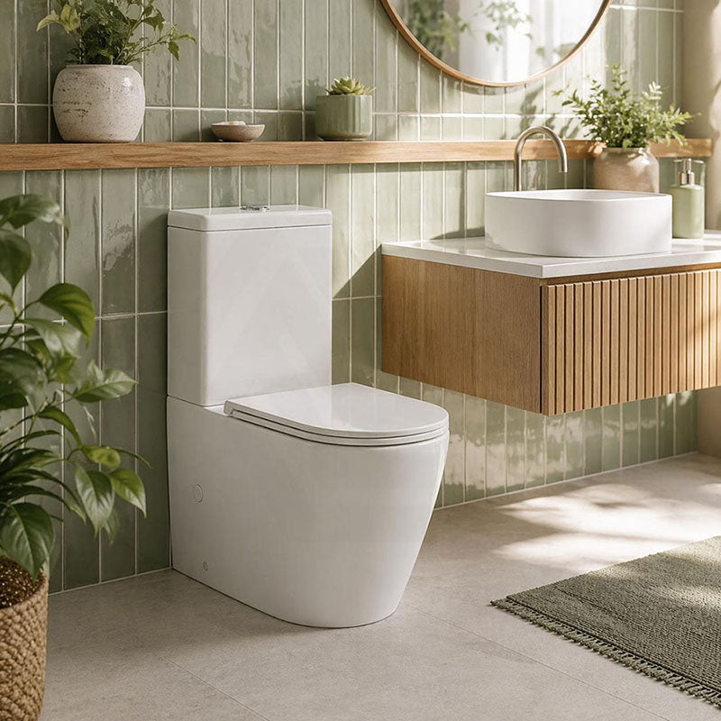 Rimless Tornado Back to Wall Toilet Suite Compact Design 630x390x840mm - Gloss White