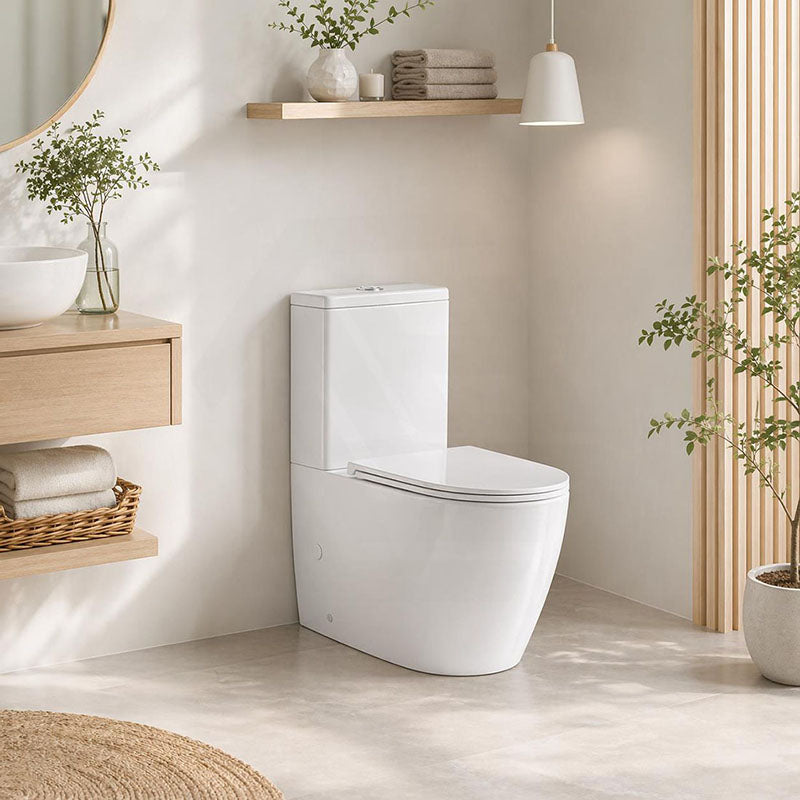 Rimless Tornado Back to Wall Toilet Suite Compact Design 630x390x840mm - Gloss White