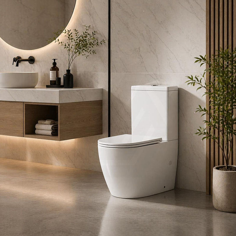 Rimless Tornado Back to Wall Toilet Suite Compact Design 630x390x840mm - Gloss White
