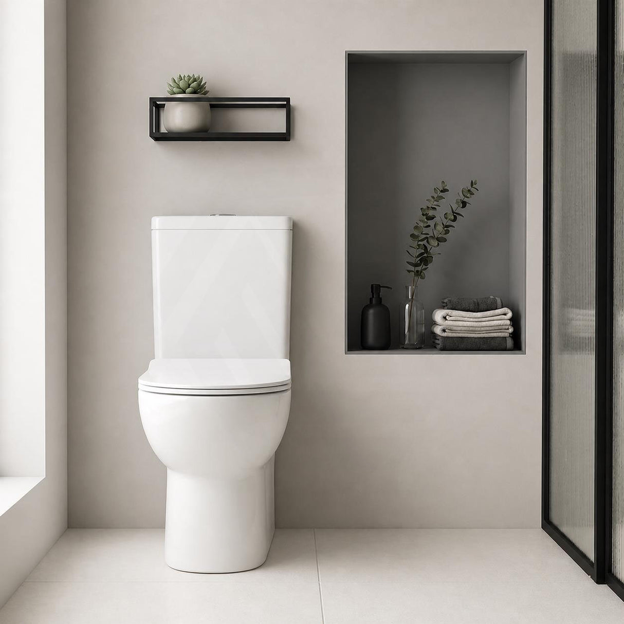 Back to Wall Rimless Flushing Ceramic Toilet Suite Soft Close Seat 650x390x860mm - Gloss White