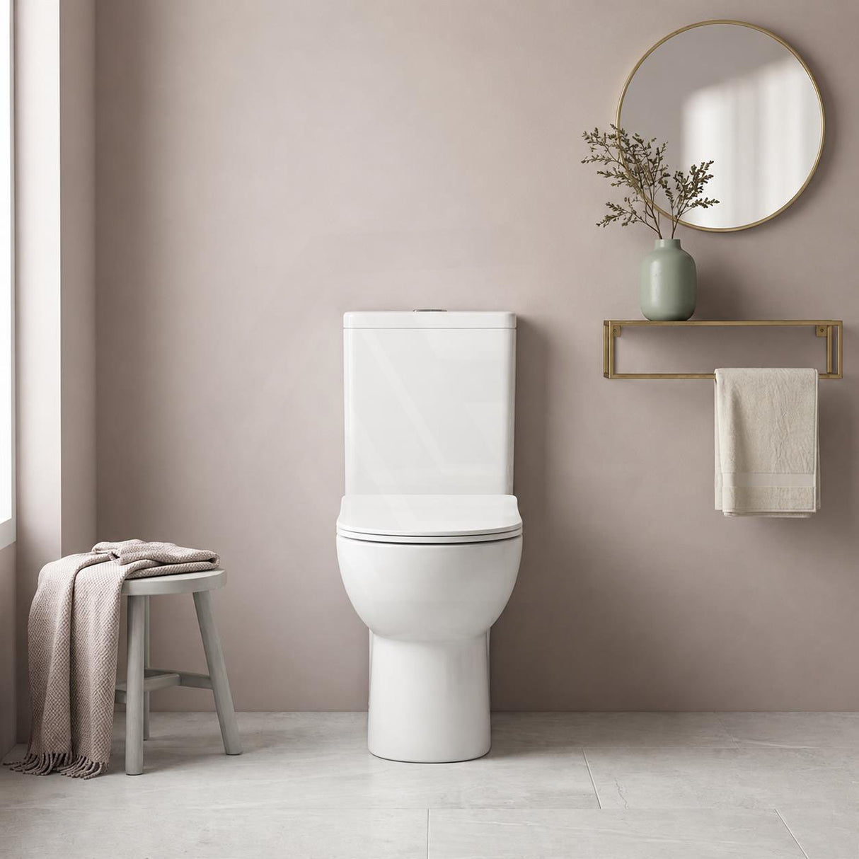 Back to Wall Rimless Flushing Ceramic Toilet Suite Soft Close Seat 650x390x860mm - Gloss White