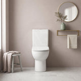 Back to Wall Rimless Flushing Ceramic Toilet Suite Soft Close Seat 650x390x860mm - Gloss White