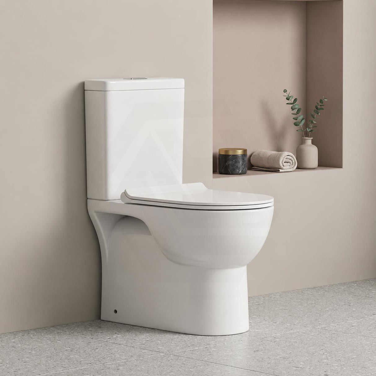 Back to Wall Rimless Flushing Ceramic Toilet Suite Soft Close Seat 650x390x860mm - Gloss White