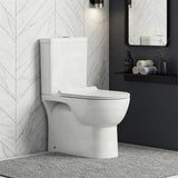 Back to Wall Rimless Flushing Ceramic Toilet Suite Soft Close Seat 650x390x860mm - Gloss White