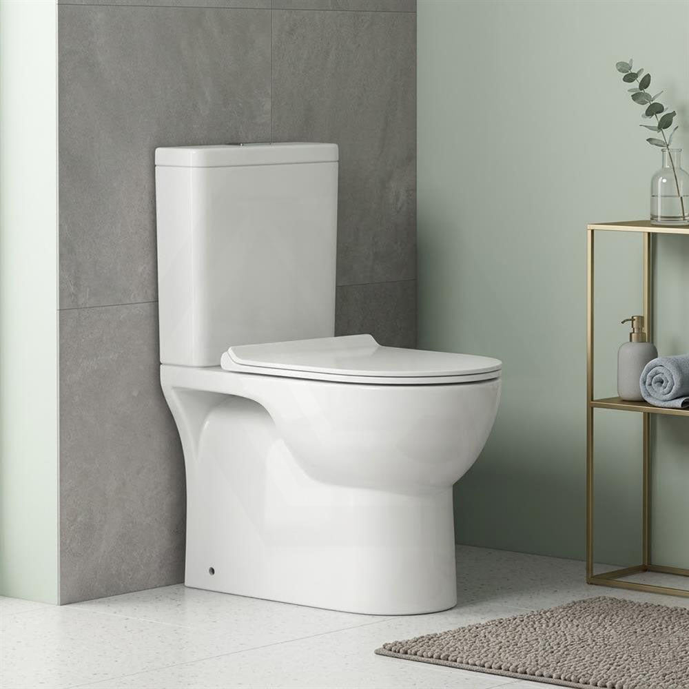 Back to Wall Rimless Flushing Ceramic Toilet Suite Soft Close Seat 650x390x860mm - Gloss White