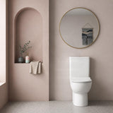 Back to Wall Rimless Flushing Ceramic Toilet Suite Soft Close Seat 650x390x860mm - Gloss White