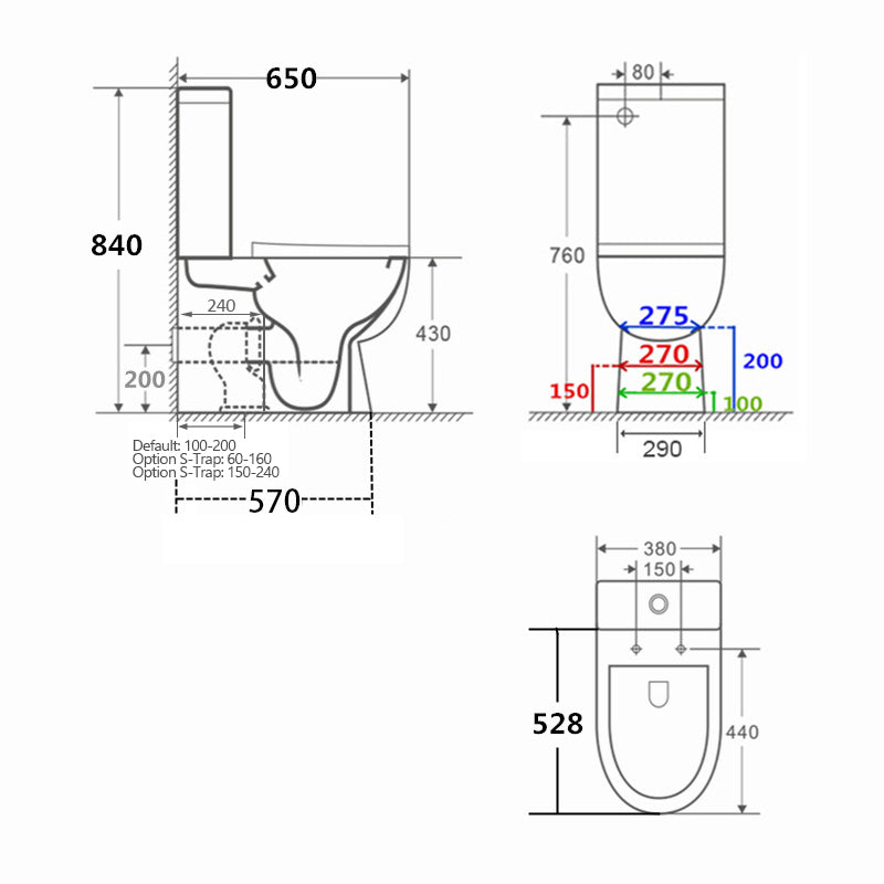 650x380x840mm Rimless Flushing Ceramic White Wall Faced Toilet Suite Soft Seat WELS WATERMARK Back to wall