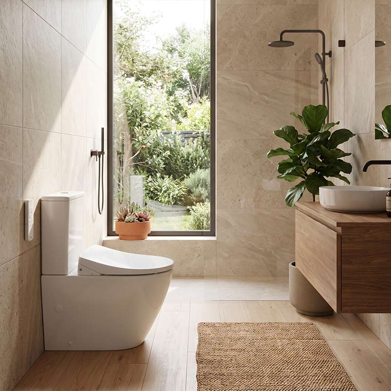 Rimless / Rimless Tornado Toilet Suite with DAELIMBATH Ultra Slim Bidet Seat - Remote or Side Panel Control