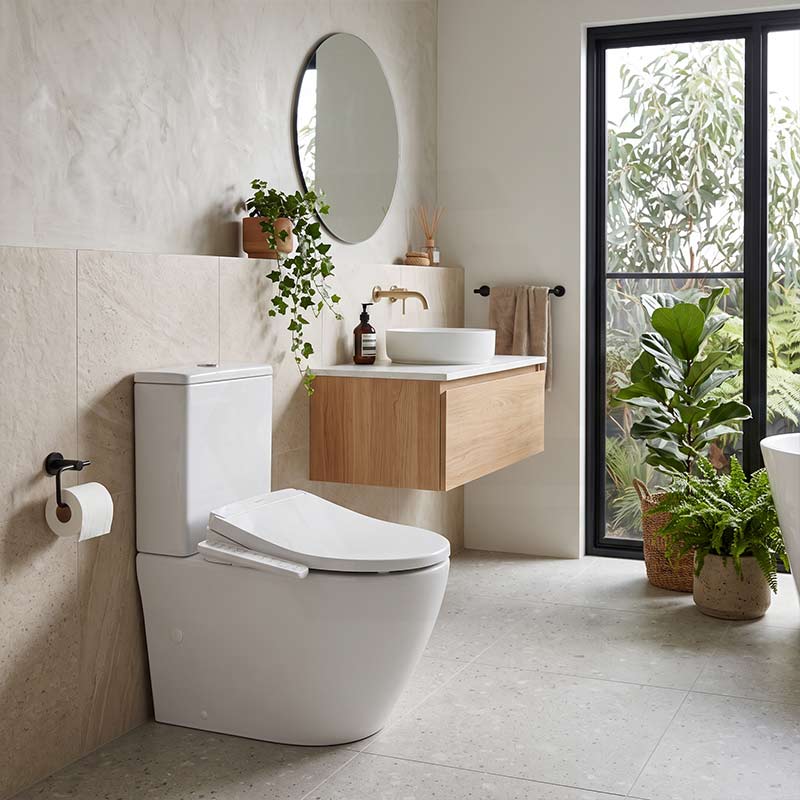 Rimless / Rimless Tornado Toilet Suite with DAELIMBATH Ultra Slim Bidet Seat - Remote or Side Panel Control