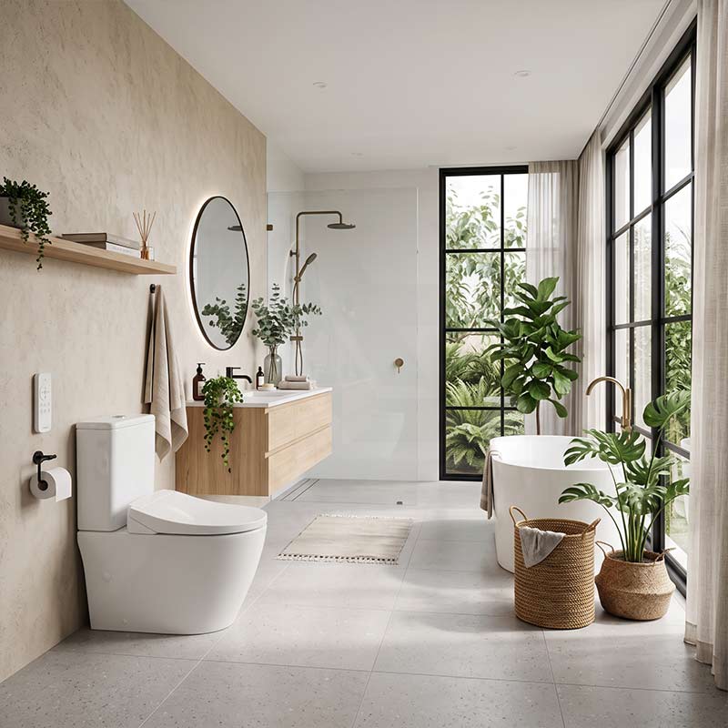 Rimless / Rimless Tornado Toilet Suite with DAELIMBATH Ultra Slim Bidet Seat - Remote or Side Panel Control