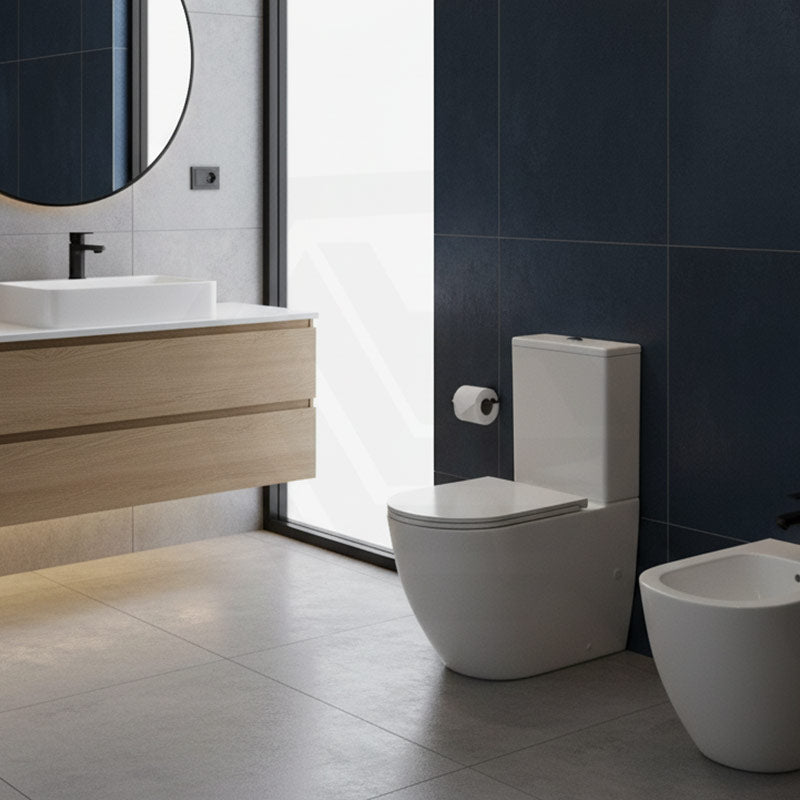 Rimless Tornado Ceramic Back to Wall Toilet Suite 665x380x845mm - Variant Colour