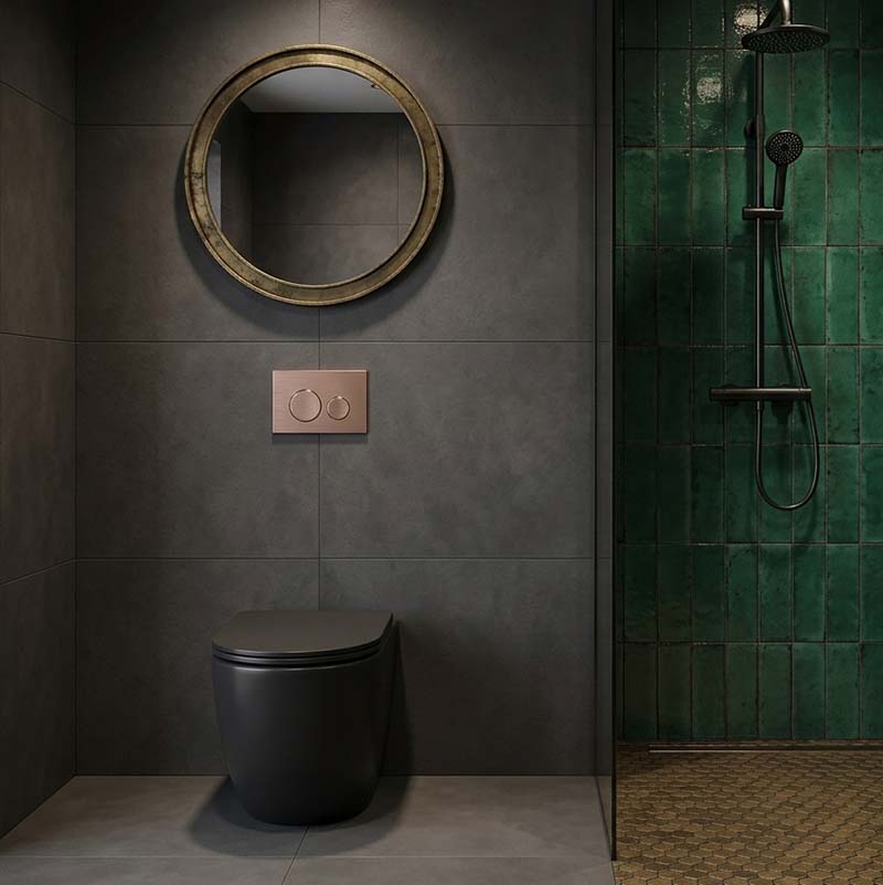 Bathroom Toilet Wall Floor Faced Pan Only With Rimless VORTEX Flushing Technology 570x360x400mm - Matt Black