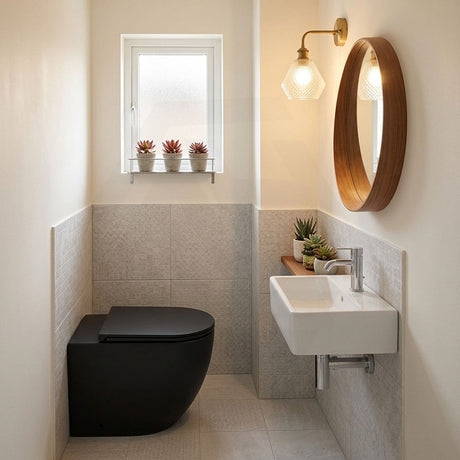 Bathroom Toilet Wall Floor Faced Pan Only With Rimless VORTEX Flushing Technology 570x360x400mm - Matt Black
