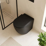 Bathroom Toilet Wall Floor Faced Pan Only With Rimless VORTEX Flushing Technology 570x360x400mm - Matt Black