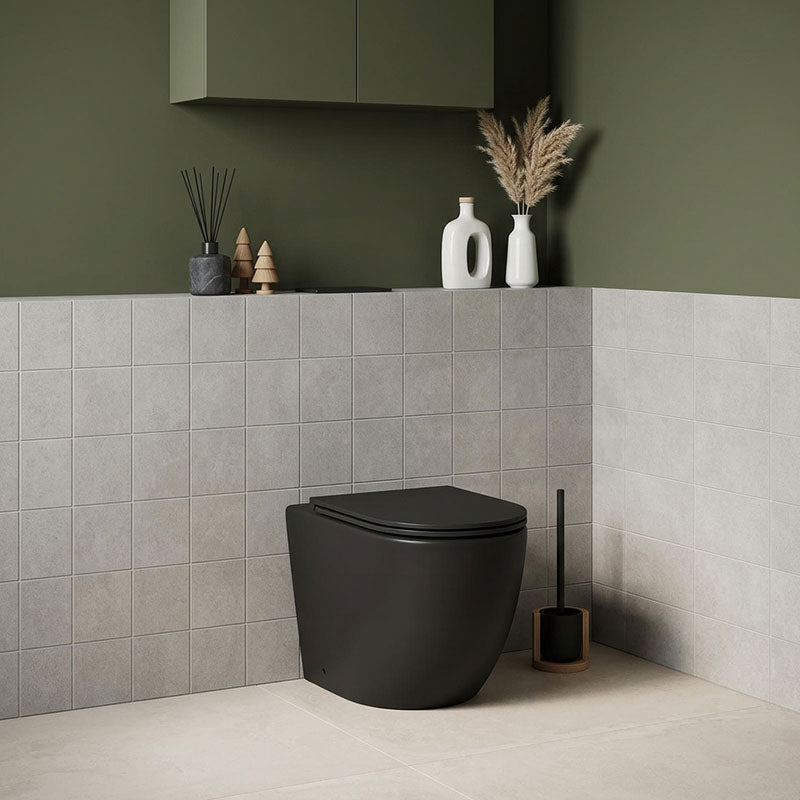 Bathroom Toilet Wall Floor Faced Pan Only With Rimless VORTEX Flushing Technology 570x360x400mm - Matt Black