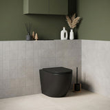 Bathroom Toilet Wall Floor Faced Pan Only With Rimless VORTEX Flushing Technology 570x360x400mm - Matt Black