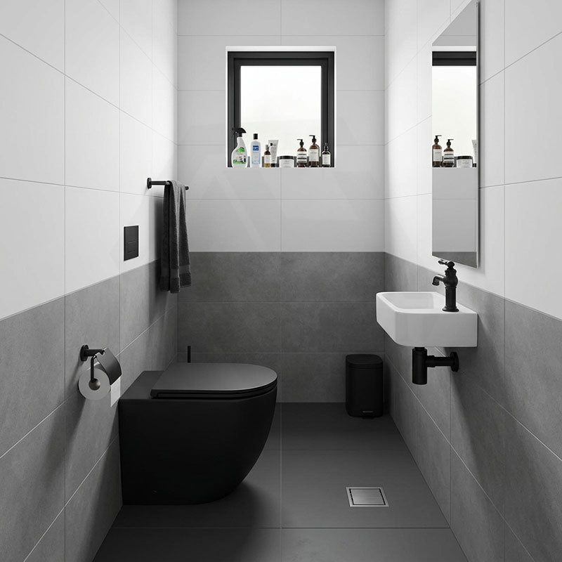 Bathroom Toilet Wall Floor Faced Pan Only With Rimless VORTEX Flushing Technology 570x360x400mm - Matt Black