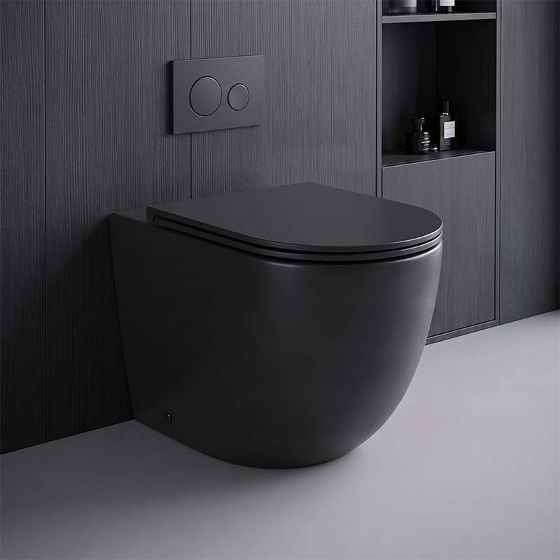 Bathroom Toilet Wall Floor Faced Pan Only With Rimless VORTEX Flushing Technology 570x360x400mm - Matt Black